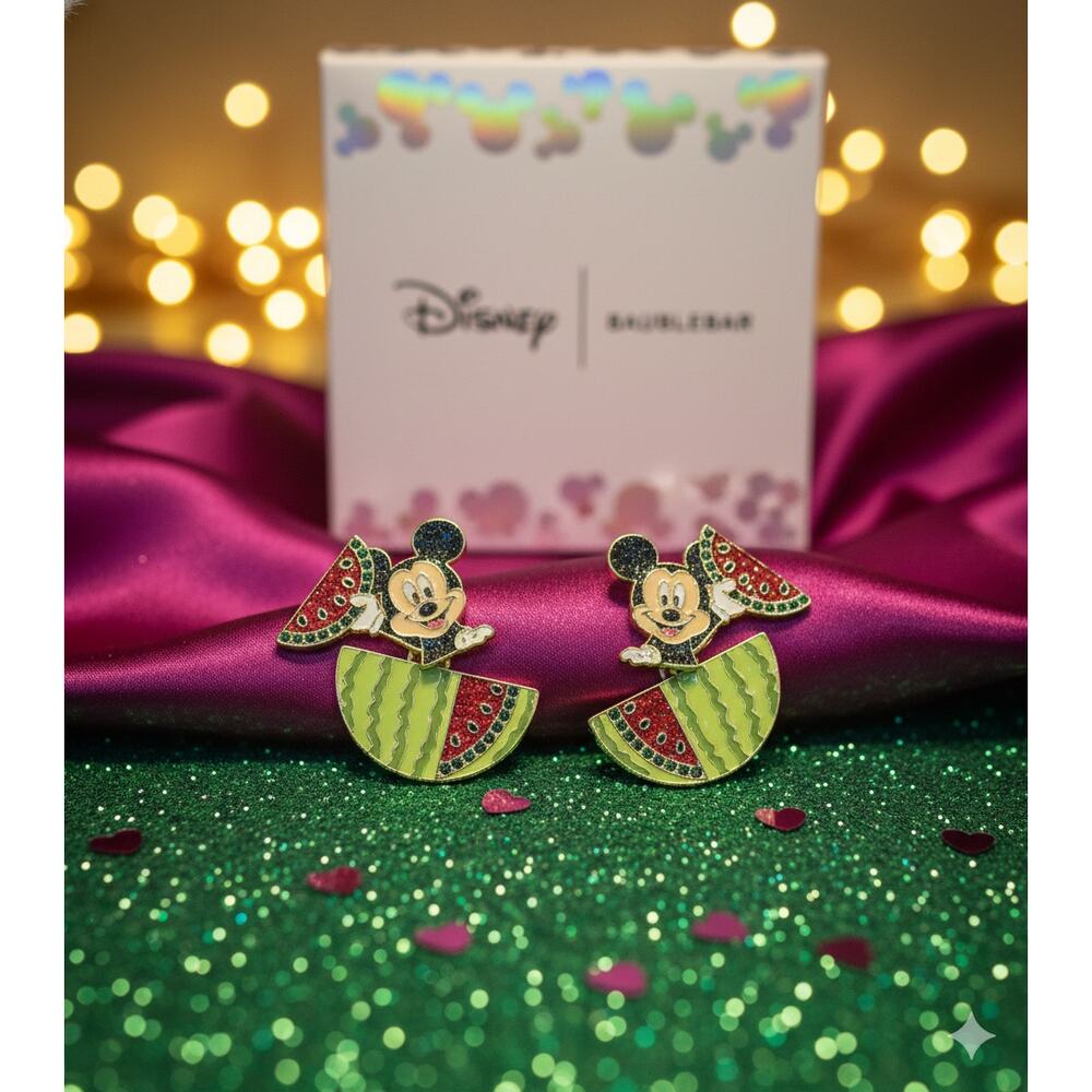 Disney Baublebar Mickey Mouse Watermelon Margarita Pave Dangle Earrings Summer